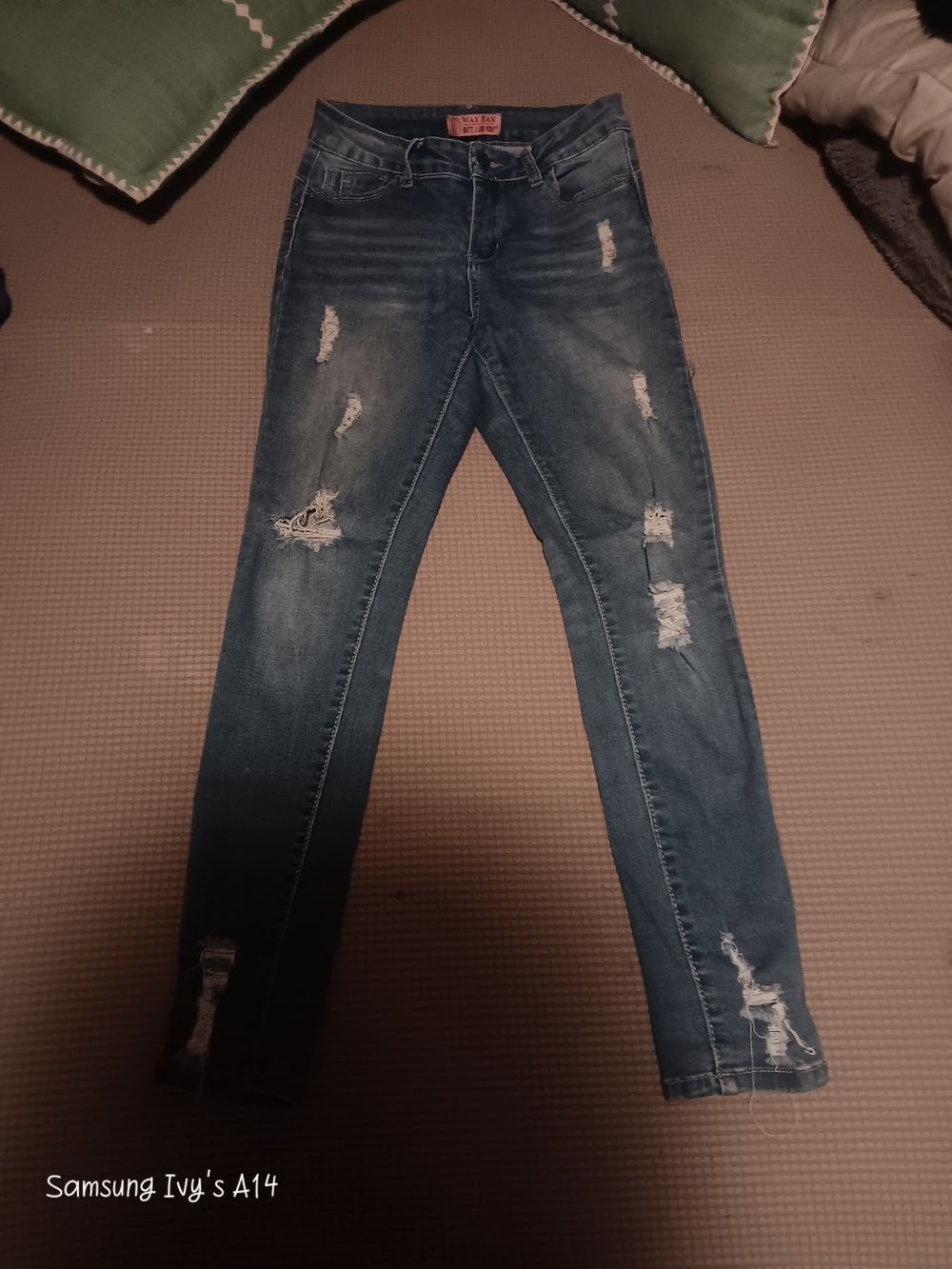 Wax Jean Women Skinny Distressed Blue Denim Jeans